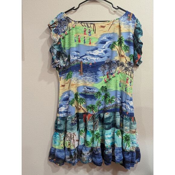 Women's short sleeve tropical print tiered dress by Magic of the Moon size M - Picture 5 of 8